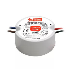   LEDis RLD-30-24, LED power supply 30W / 24V, IP67, ø=55mm, wall box shape